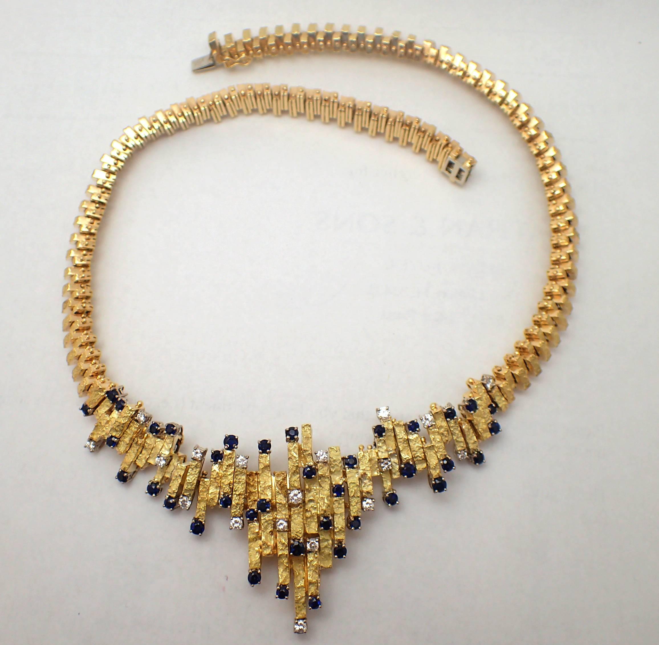 Italian 1960s Diamond and Sapphire Necklace 2