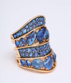 Sapphire Rose-Cut Cigar Band Ring