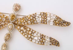 18 Karat Yellow Gold Multi-Color Dragonfly Brooch
