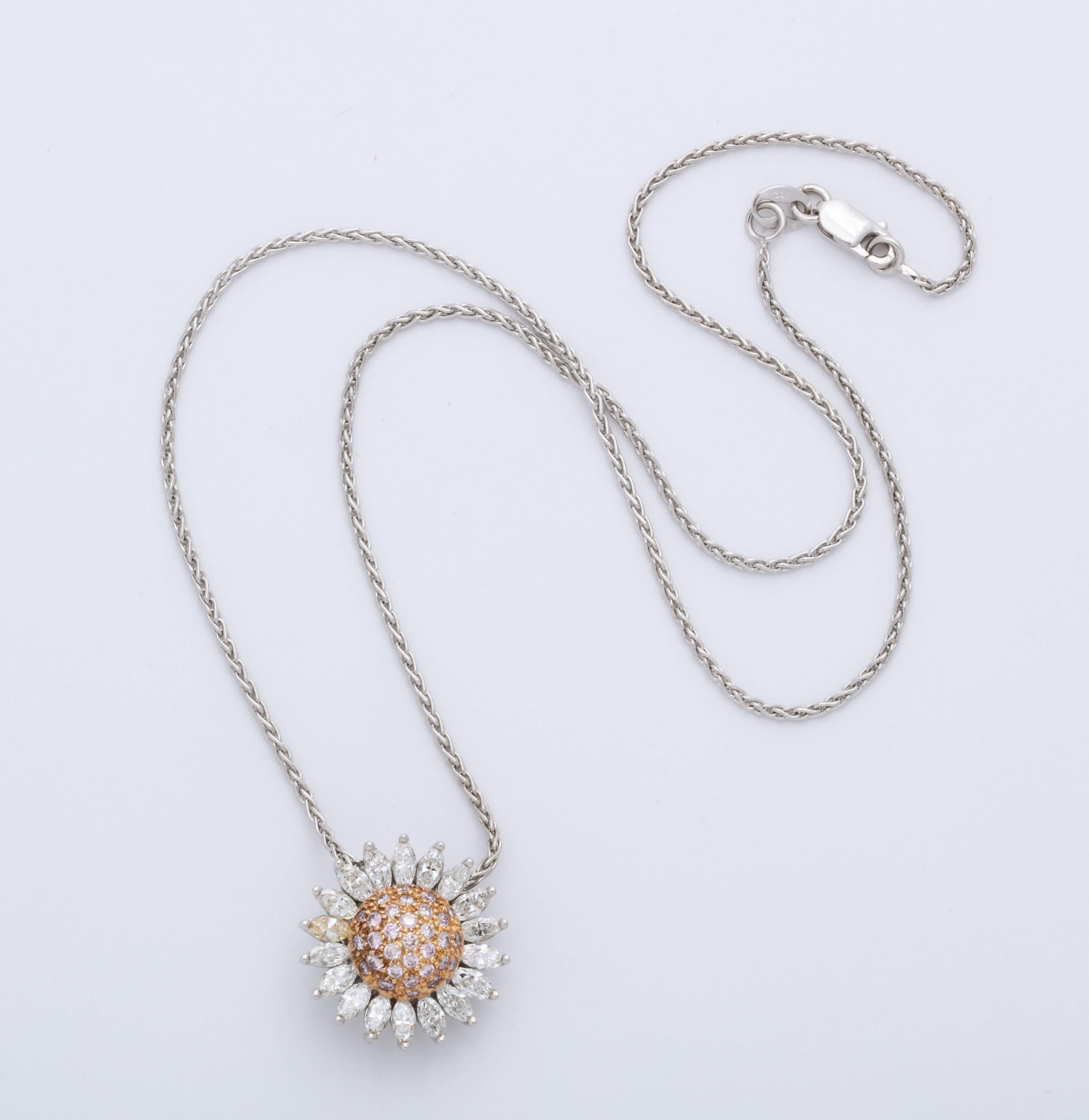 sunflower diamond pendant