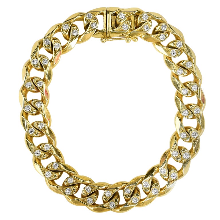 CELINE AUTHENTIC CHUNKY CUBAN GOLD TONE CHAIN BRACELET M Size at 1stdibs
