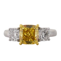 2.02 Carat Fancy Vivid Yellow Platinum Ring
