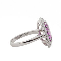 3.55 Pink Topaz Diamond and White Gold Cocktail Ring