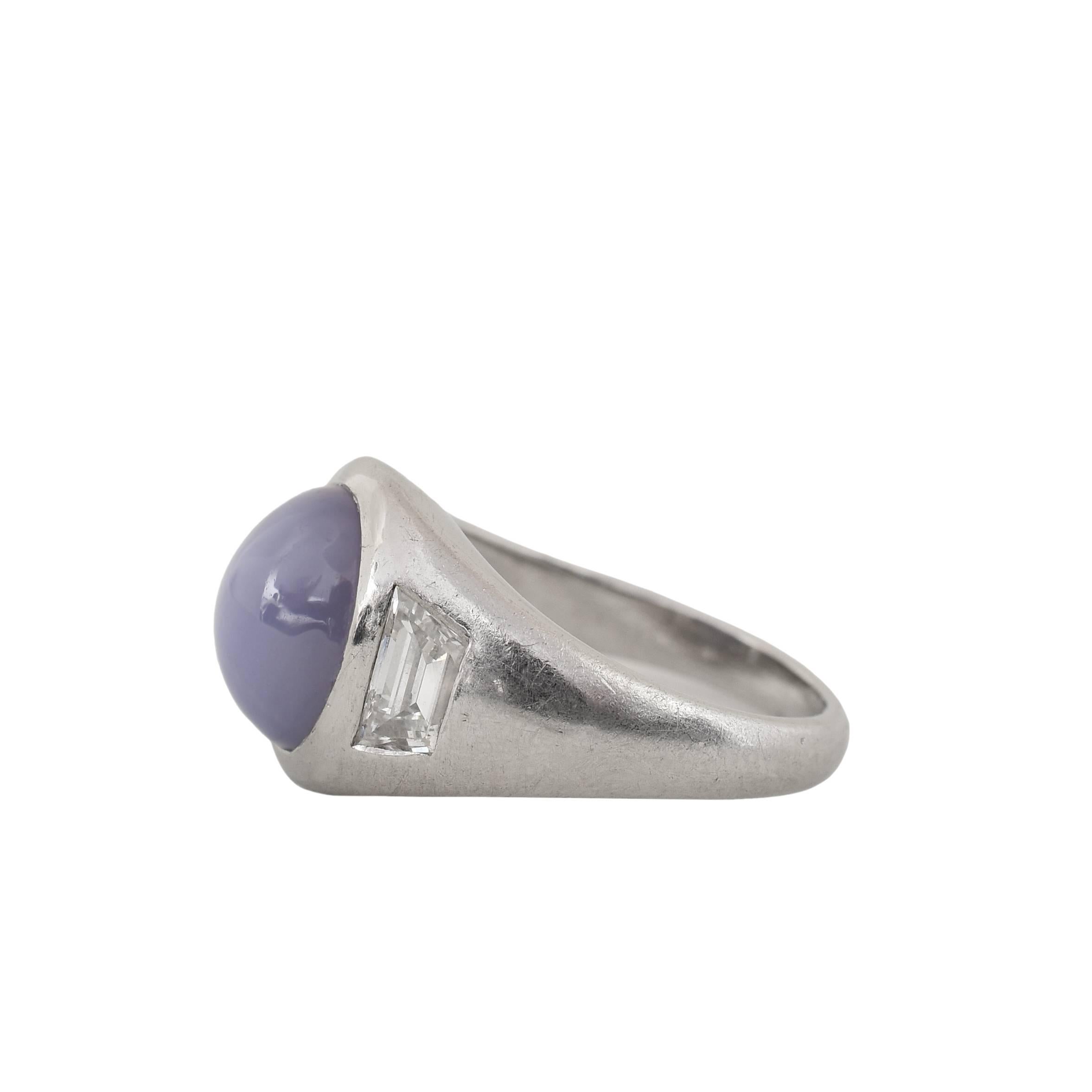 Art Deco Raymond Yard Star Sapphire Platinum Ring For Sale