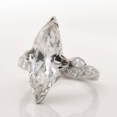 3.21 Carat Marquise Cut Diamond Gold Ring
