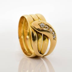 Edwardian Era Diamond Yellow Gold Serpent Ring