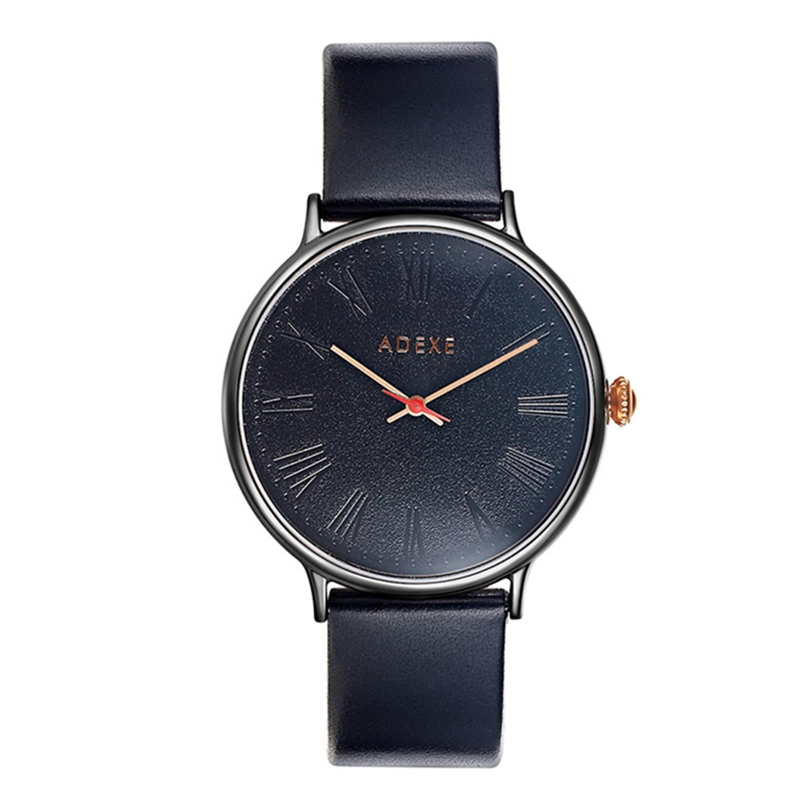 Sphère Black and Black Genuine Italian Leather Doomed Glass Lifestyle Watch en vente