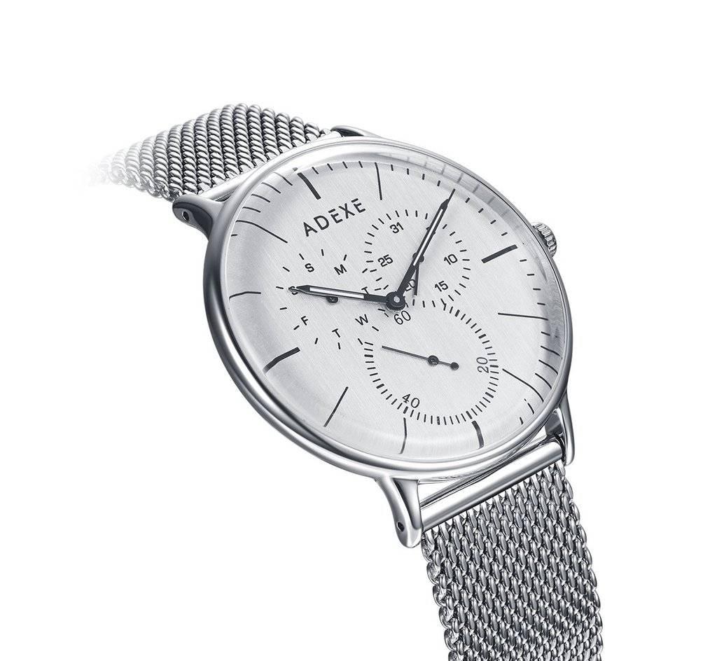 Contemporary Adexe Stainless Steel They Minimal Silver Wristwatch For Sale