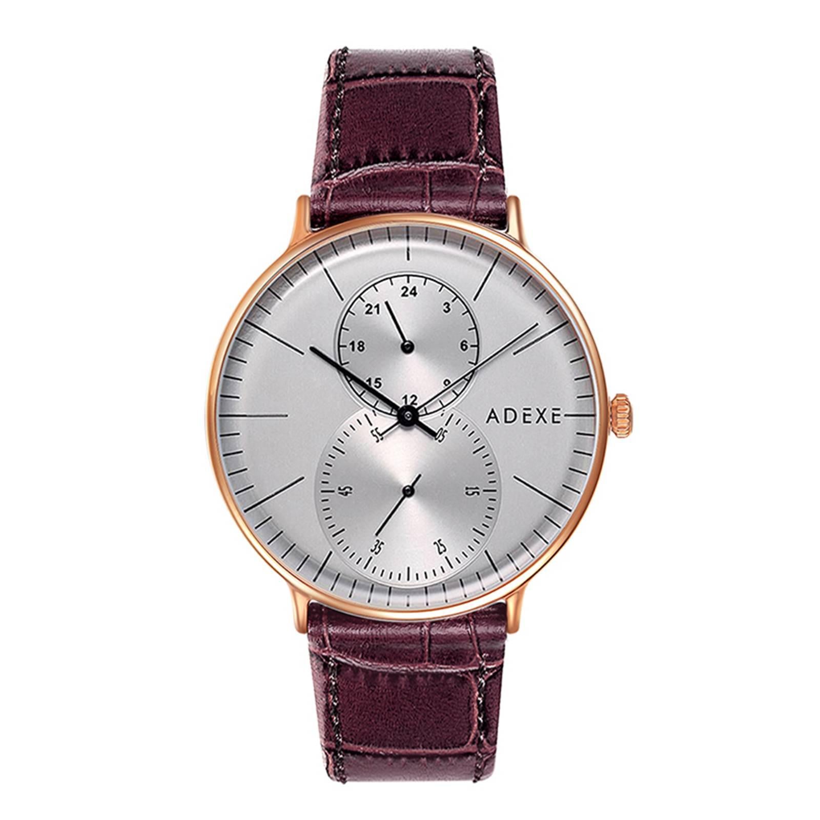 ADEXE Foreseer Stainless Steel Grey and Dark Brown Handmade Wristwatch For Sale