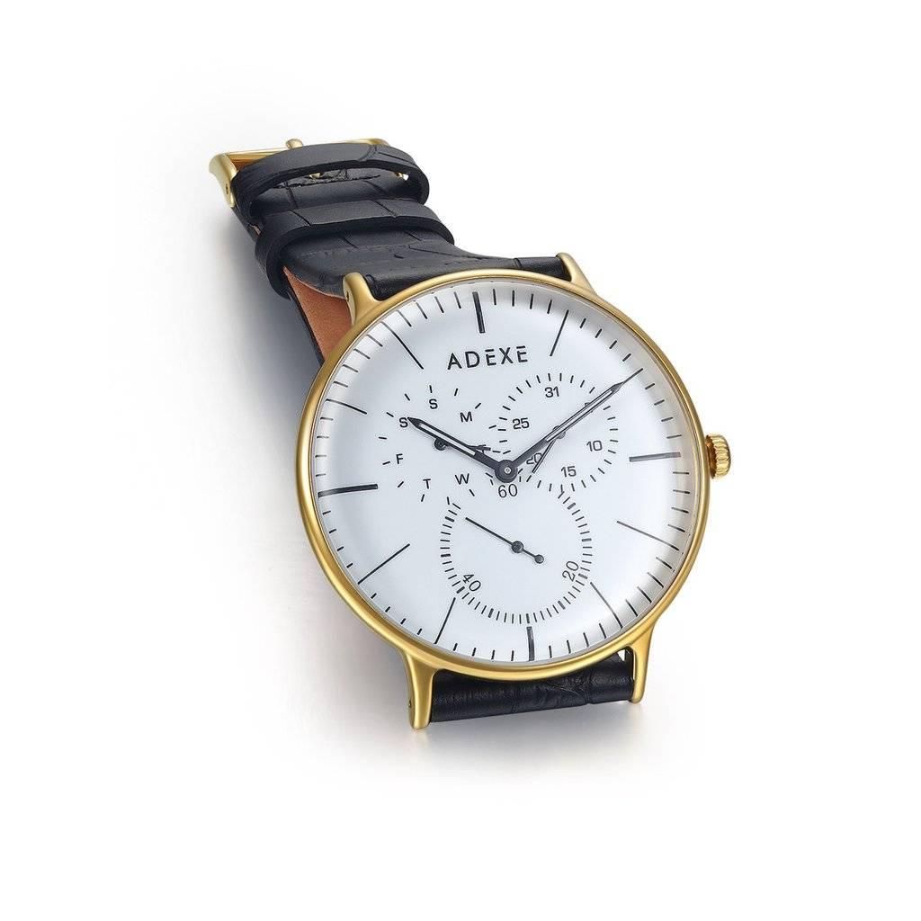 Contemporary ADEXE Watches Stainless Steel Gold and White Quartz Watch 