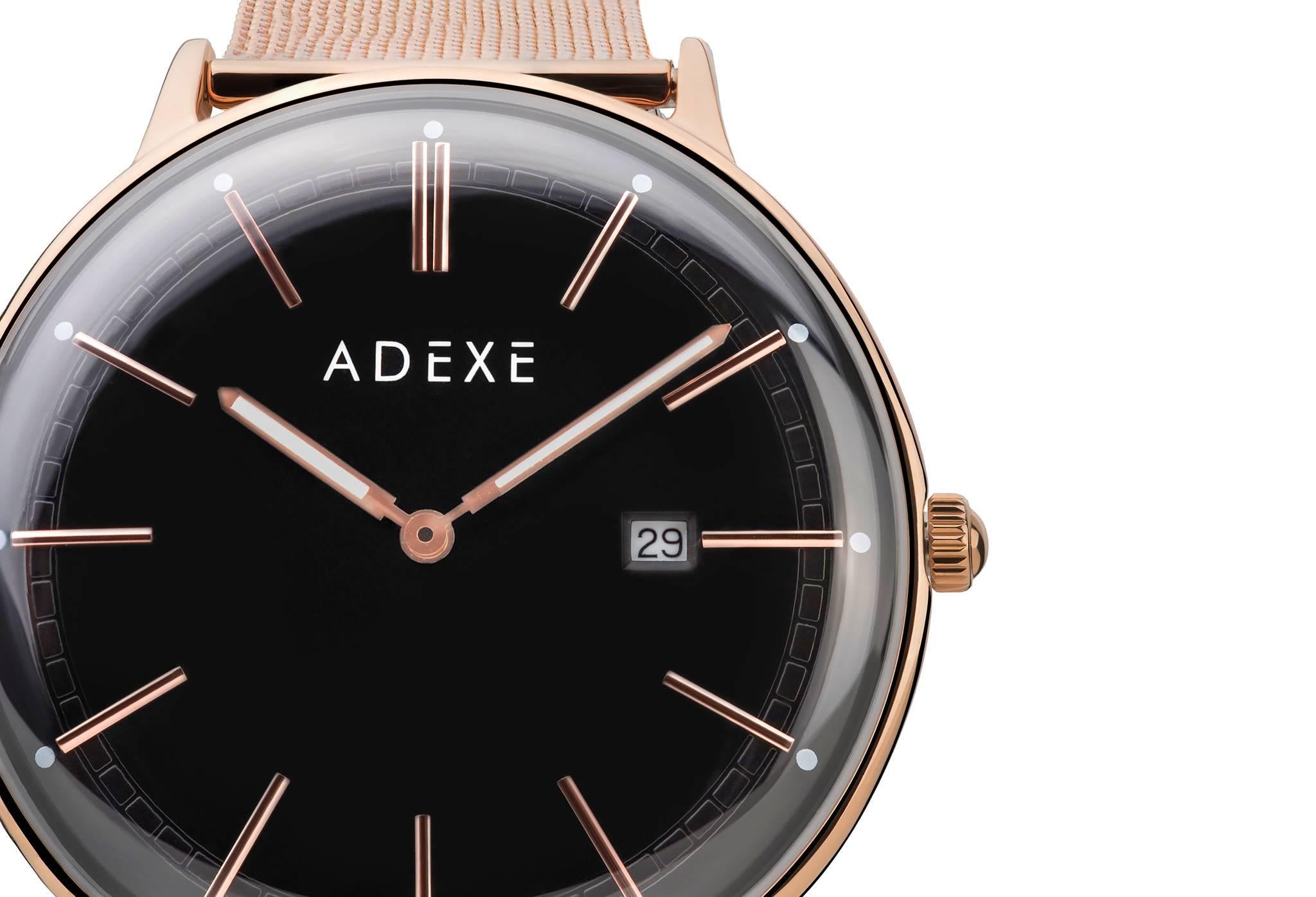 Contemporary ADEXE Rose Gold Stainless Steel Meek Grande Quartz Watch