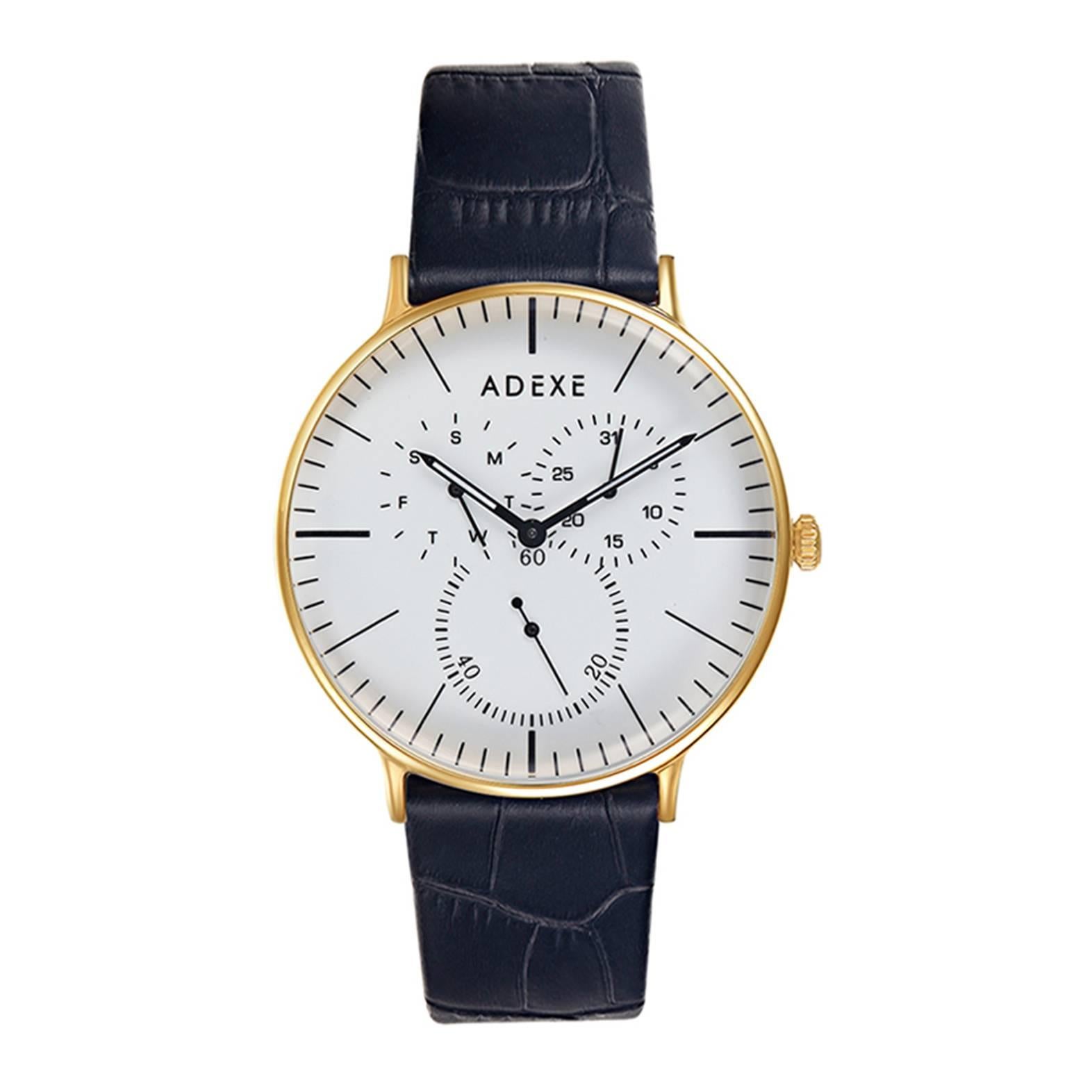 ADEXE Watches Stainless Steel Gold and White Quartz Watch  For Sale