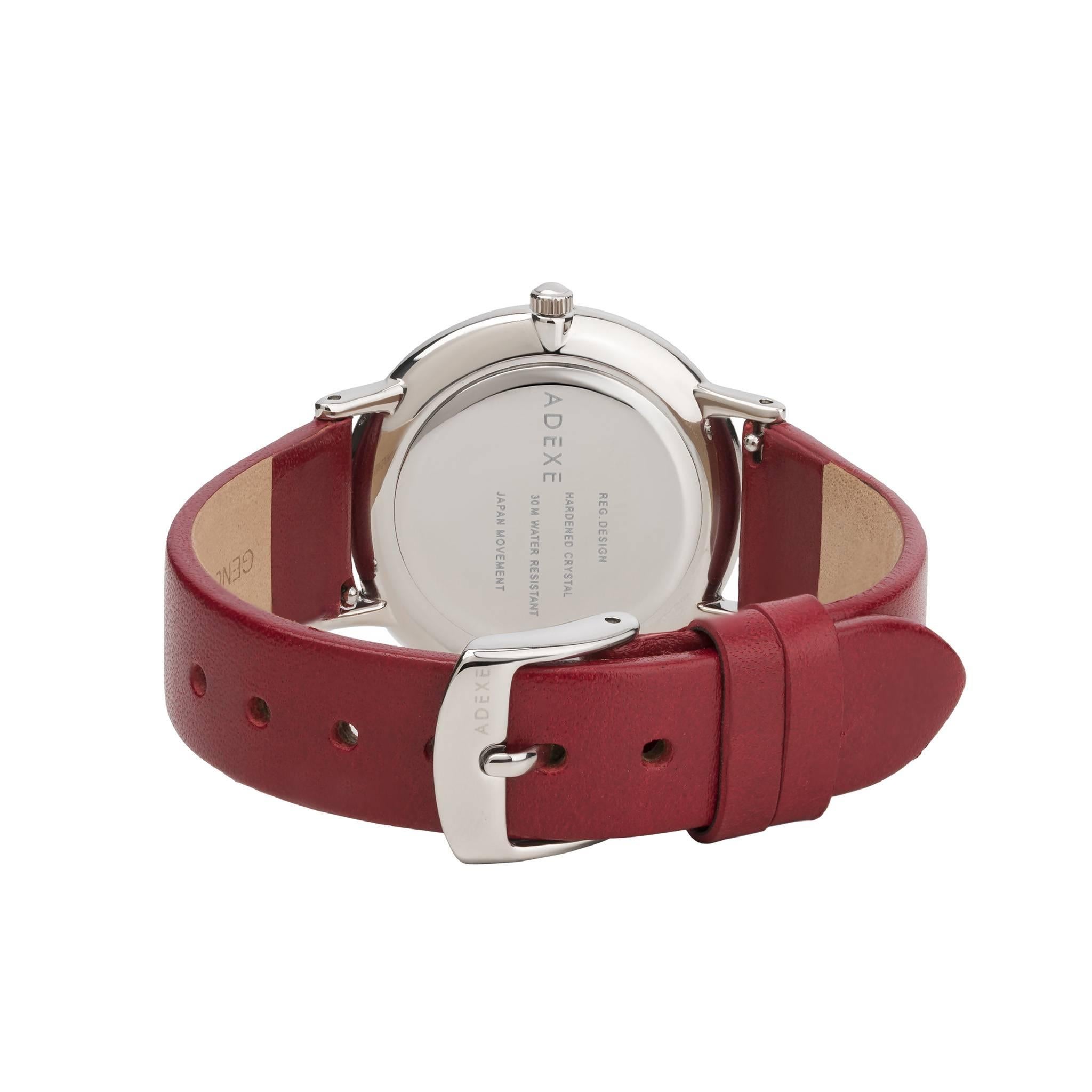 ADEXE Stainless Steel Red Dial Petite Quartz Wristwatch In New Condition For Sale In London, GB