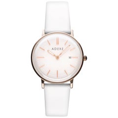 Adexe Montre à quartz italienne authentique en acier inoxydable, or blanc et rose