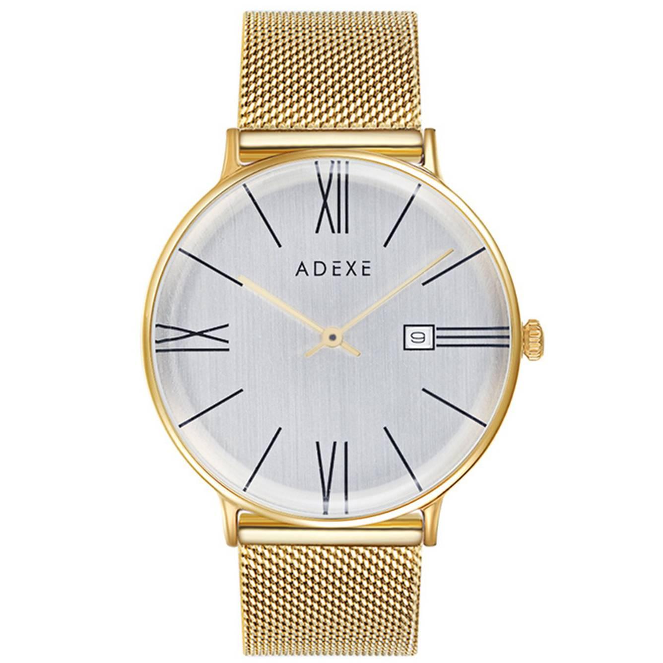 Adexe Montre unisexe minimaliste en acier inoxydable Meek Gold Movement japonais