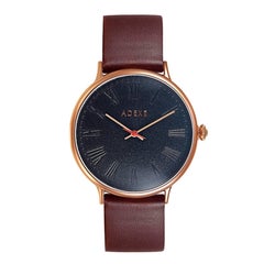 Sphère Brown Rosegold Echtes Italienisches Leder Gewölbtes Glas Minimalistische Designer Uhr