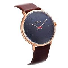 Sphère Brown Rosegold Echtes Italienisches Leder Gewölbtes Glas Minimalistische Designer Uhr