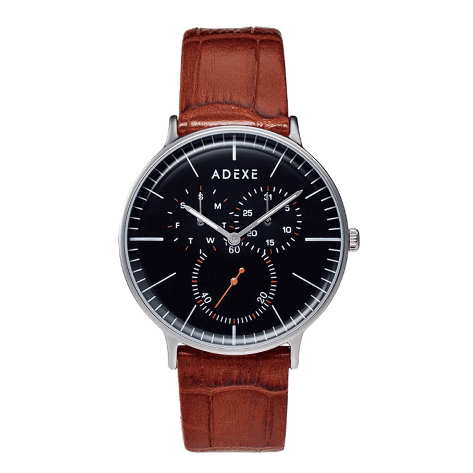 ADEXE Stainless Steel They Brown Silver Black Japanese Movement Watch