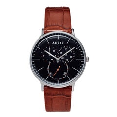Montre ADEXE Watches en acier inoxydable Brown Silver Black Mouvement japonais