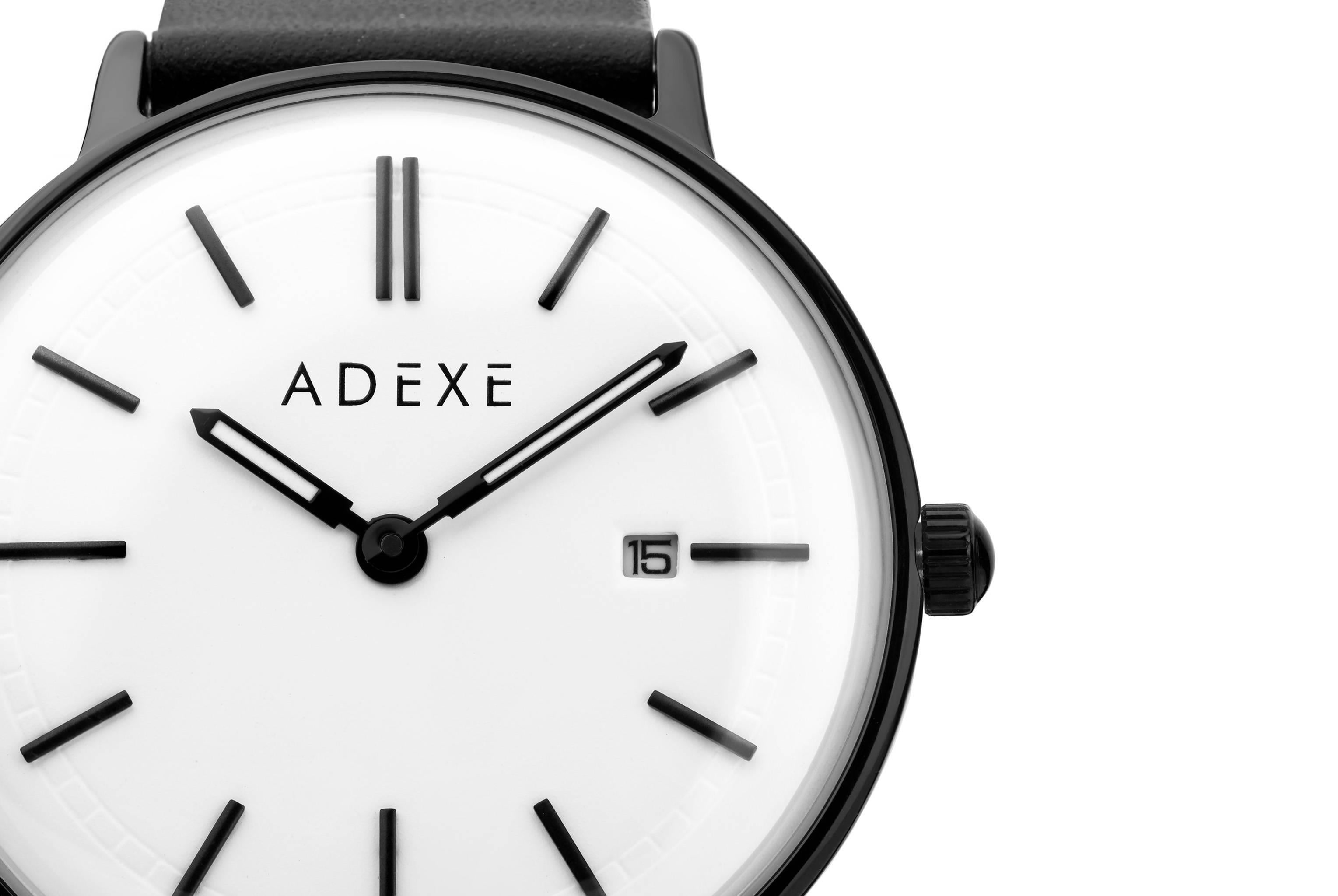 Contemporary Adexe British Design Stainless Steel Meek Black and White Japanese Quartz Watch For Sale