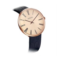 Adexe Sistine Black Rose Gold Italian Leather Timeless Designer Quartz Watch