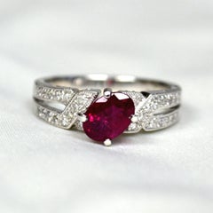 Oval Ruby Diamond 18 Karat Gold Solitaire Ring