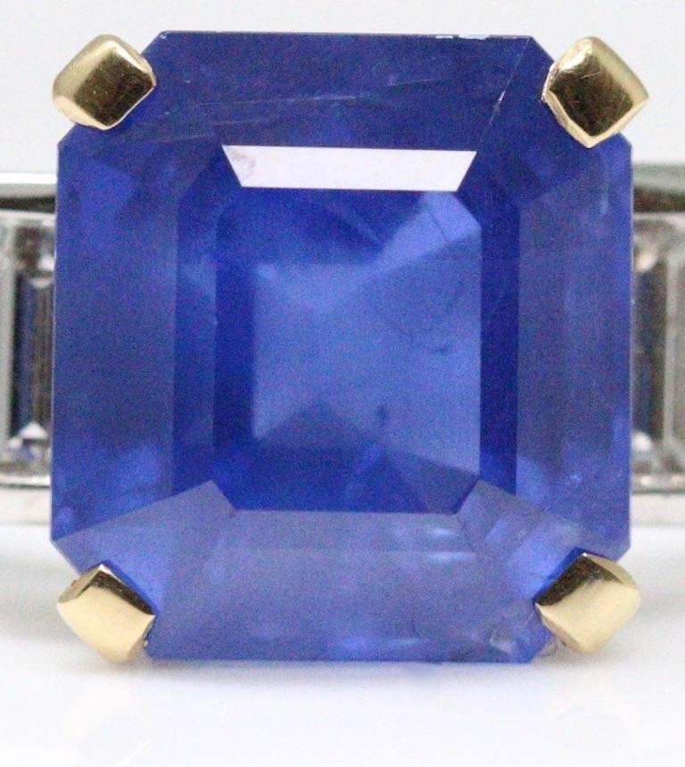 Emerald Cut Bulgari 6.54 Carat Natural Sapphire Diamond Ring