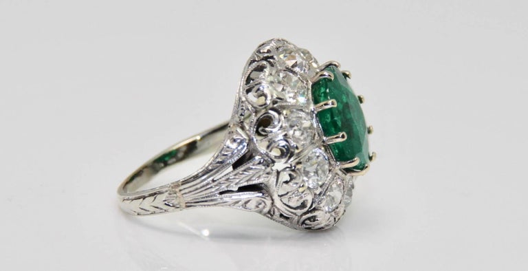 Gublein Certified 3.60 Carat Columbian Emerald Diamond Cluster Ring at ...