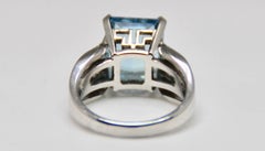 Modern Aquamarine Art Deco Style Geometric Design Ring