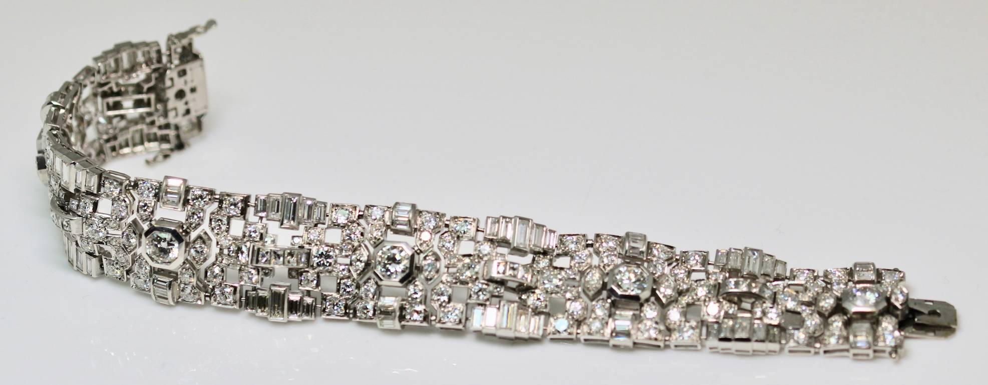 Women's 1940s Retro Platinum Flexible Diamond Bracelet