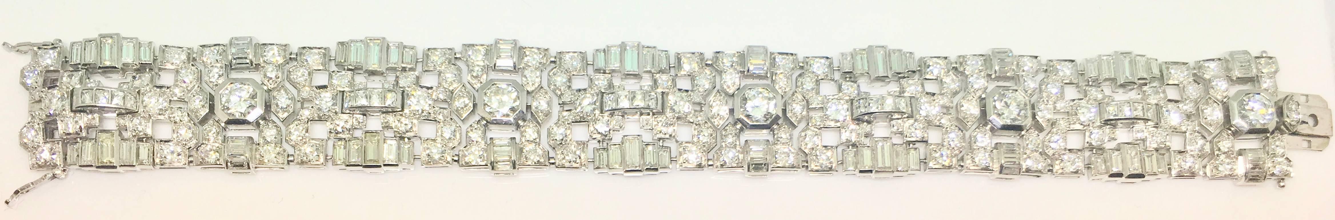 1940s Retro Platinum Flexible Diamond Bracelet 2