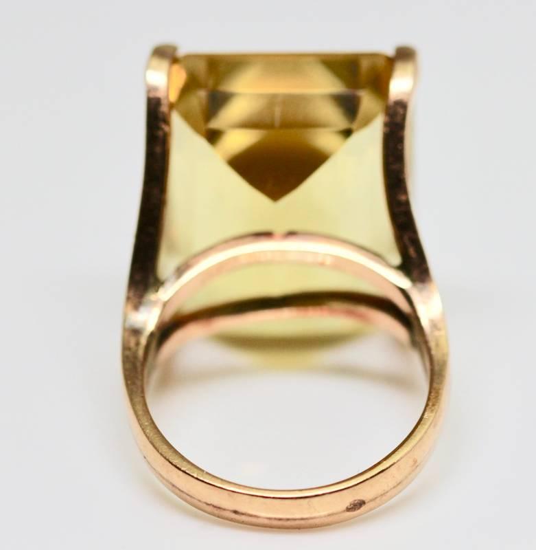 Women's Large Citrine Emerald Cut Single Stone Cocktail Ring