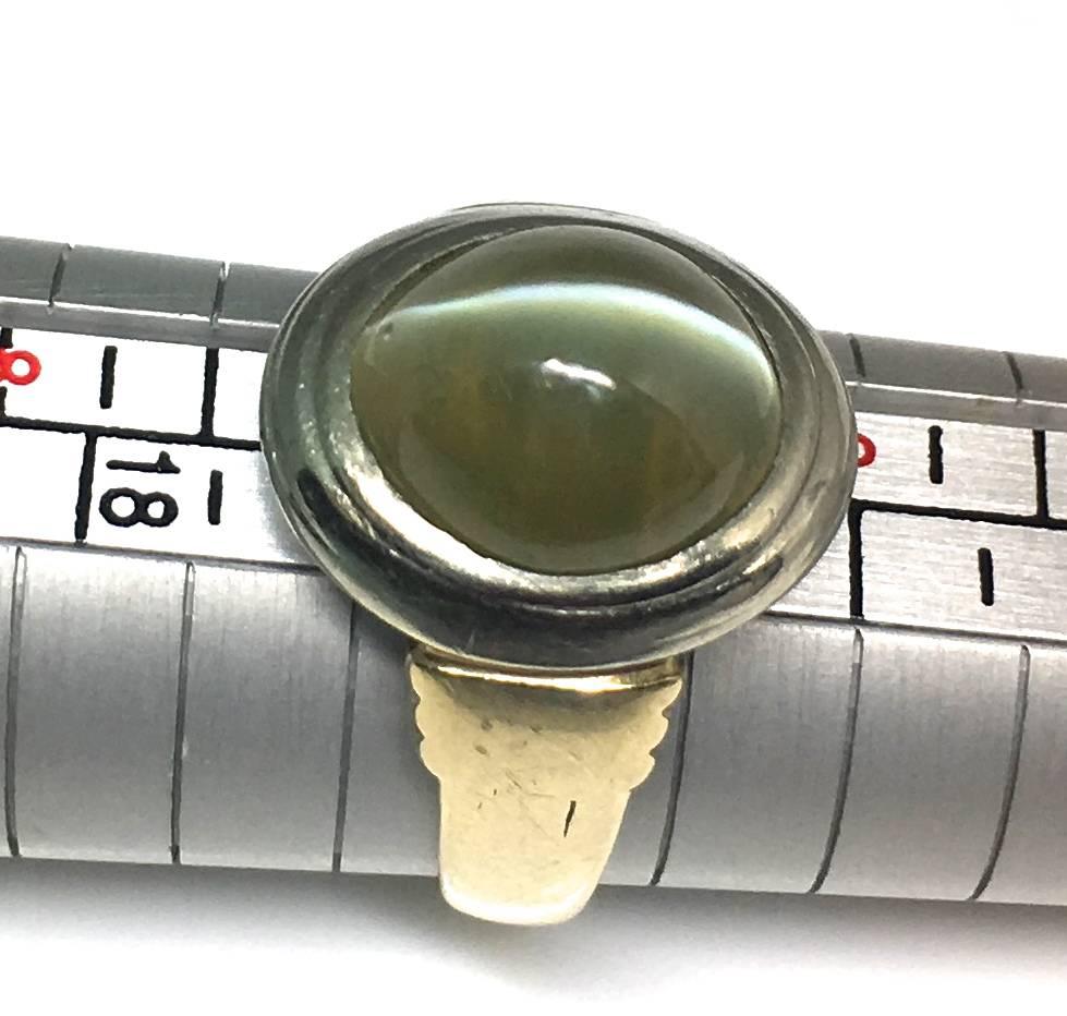 Chrysoberyl Cats Eye Gents Ring, circa 1960s 4