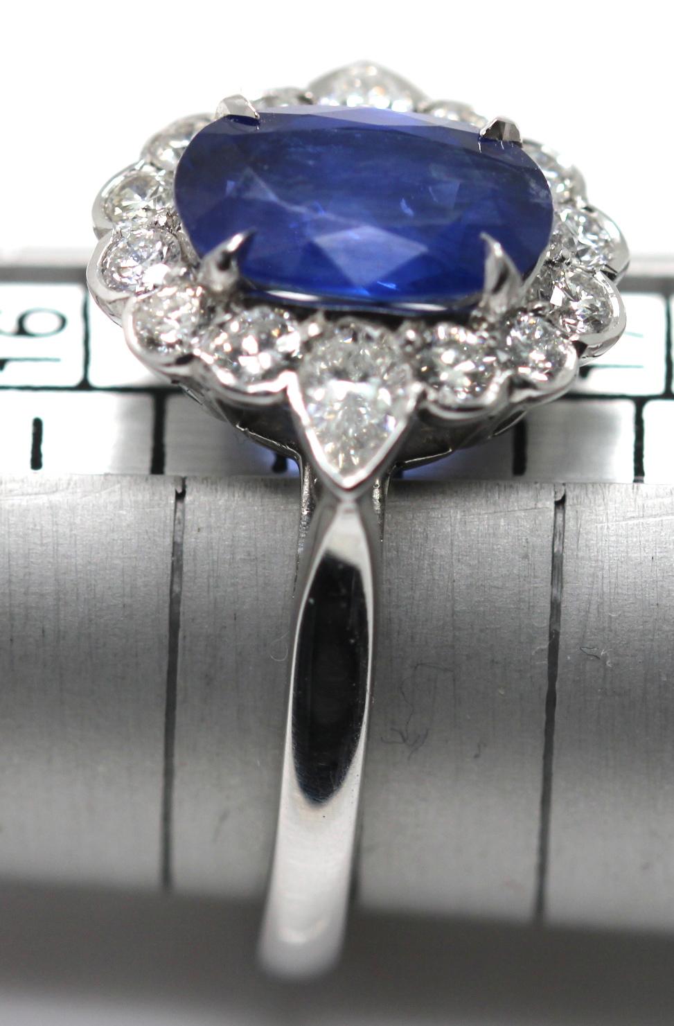 Sapphire 1.85 Carat and Diamond Cluster Ring Mounted in Platinum 1