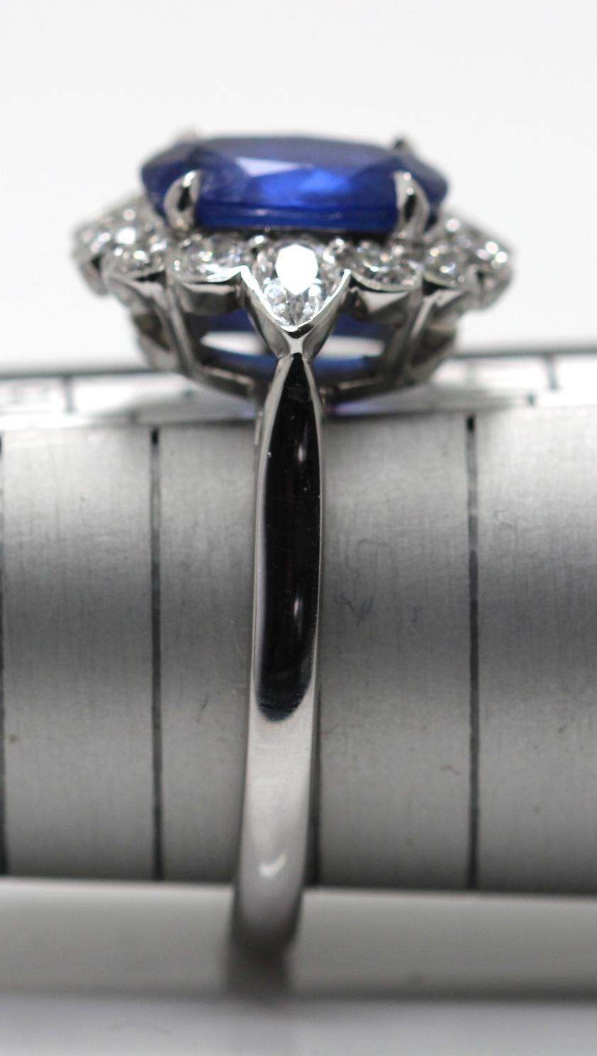 Sapphire 1.85 Carat and Diamond Cluster Ring Mounted in Platinum 2