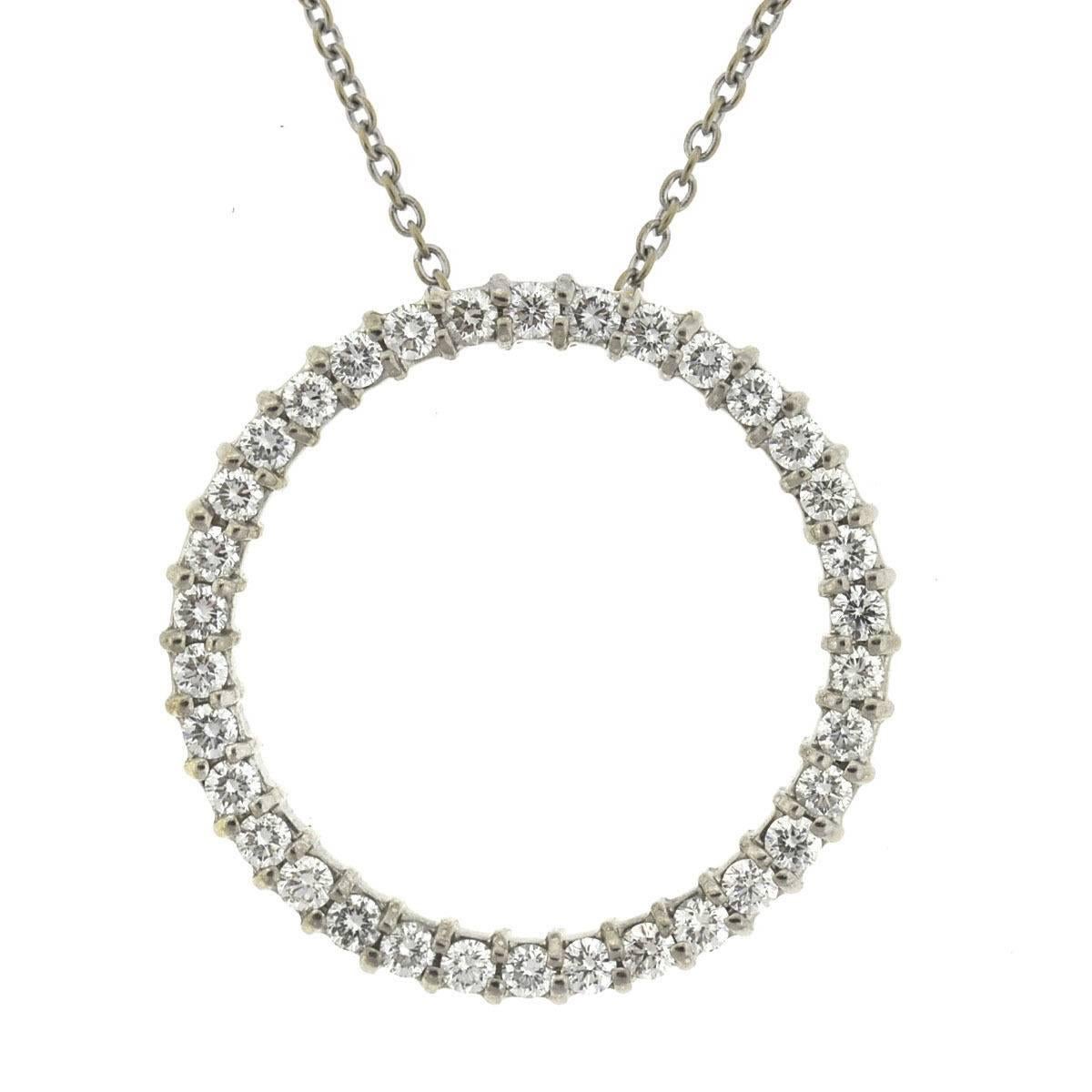 Roberto Coin Circle of Life 18 Karat White Gold Diamond Pendant Necklace