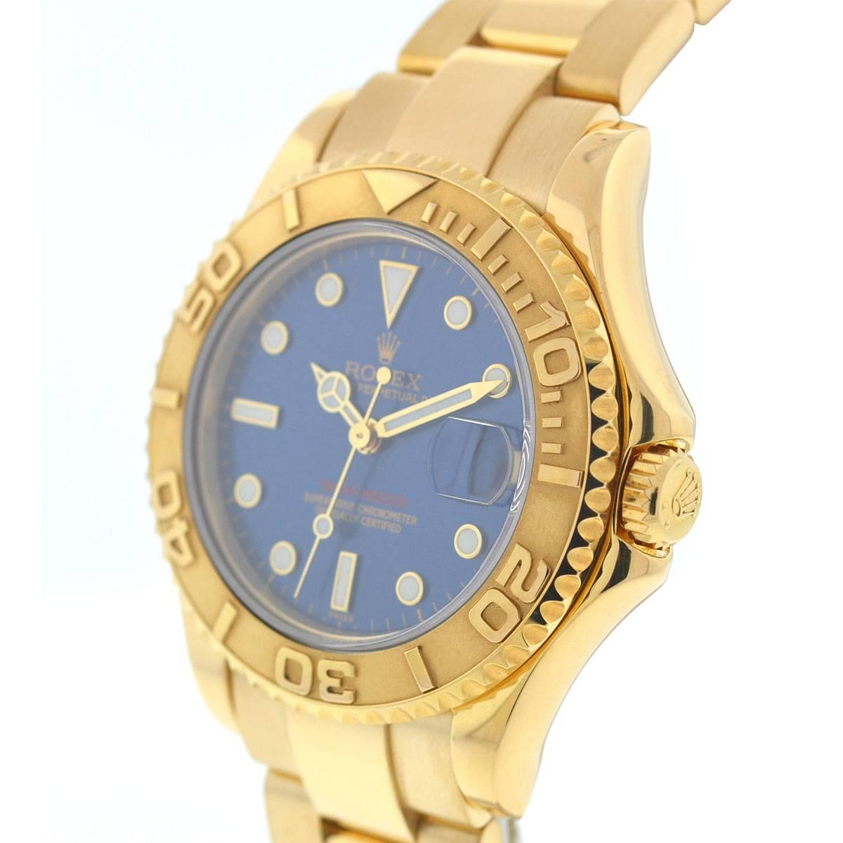 Rolex Yellow Gold Yachtmaster Midsize Automatic Wristwatch Ref 68628  In Excellent Condition In Boca Raton, FL