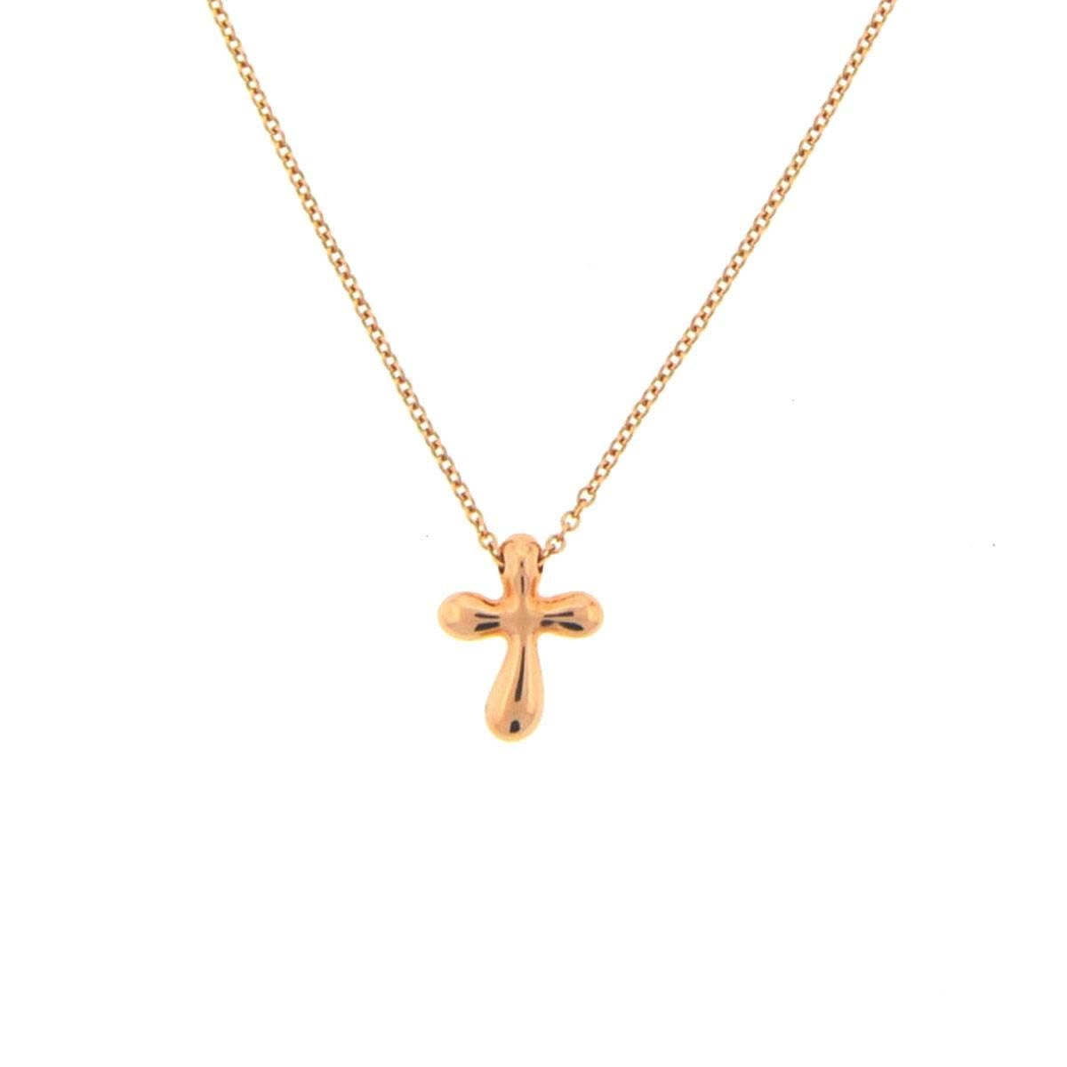 Tiffany & Co. 18 Karat Rose Gold Elsa Peretti Cross Pendant Necklace