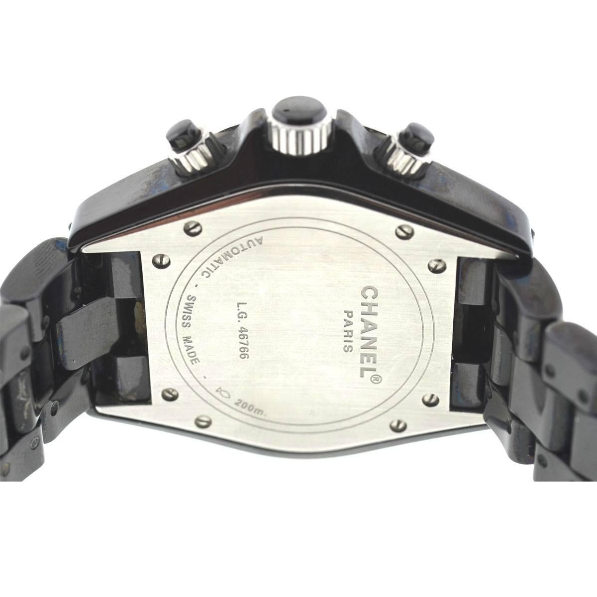 Chanel Black Ceramic Diamond J12 Chronograph Automatic Wristwatch 5