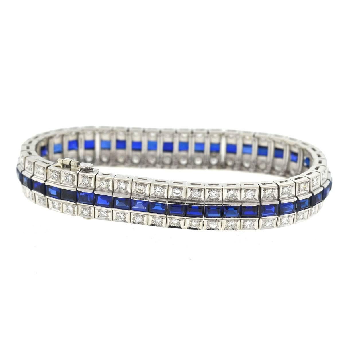 Platinum Sapphire and Diamonds Ladies Bracelet 1