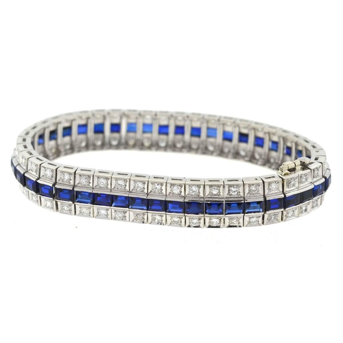 Platinum Sapphire and Diamonds Ladies Bracelet 2