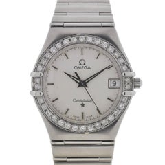 Omega Stainless Steel Diamond Bezel Constellation Quartz Wristwatch