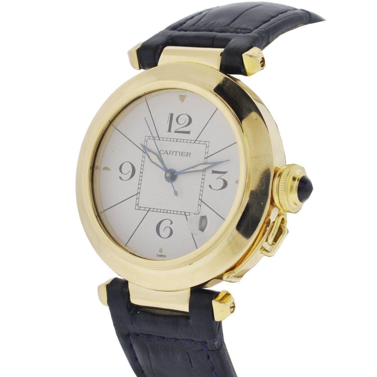 Cartier Yellow Gold Pasha Automatic Wristwatch In Excellent Condition In Boca Raton, FL