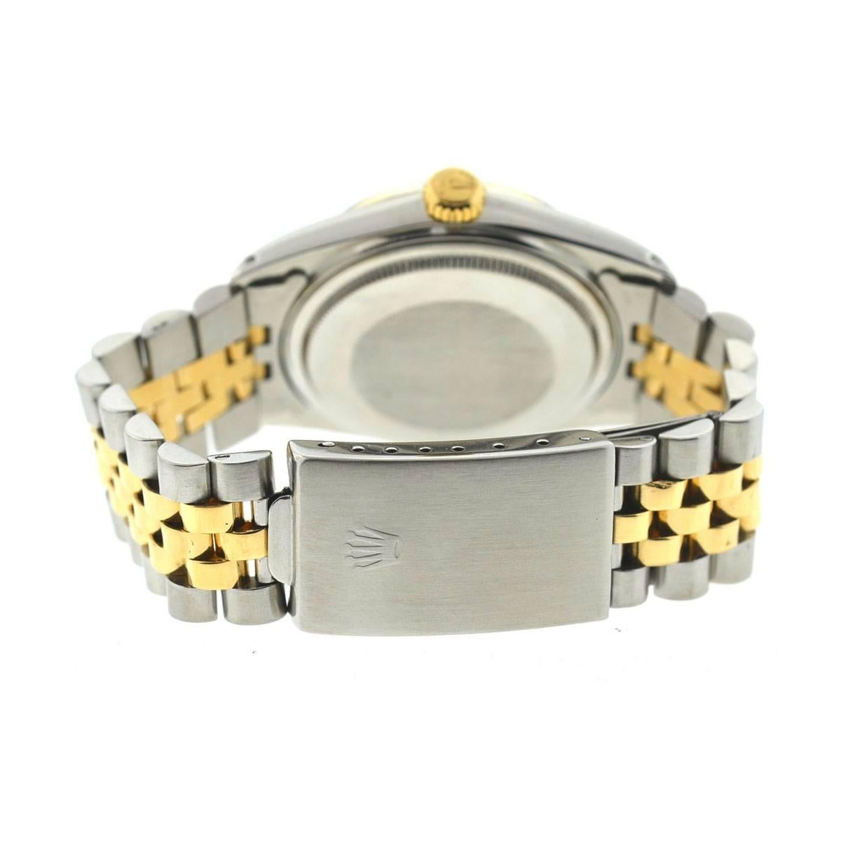 Rolex Yellow Gold Stainless Steel Datejust Blue Diamond Dial Wristwatch   2