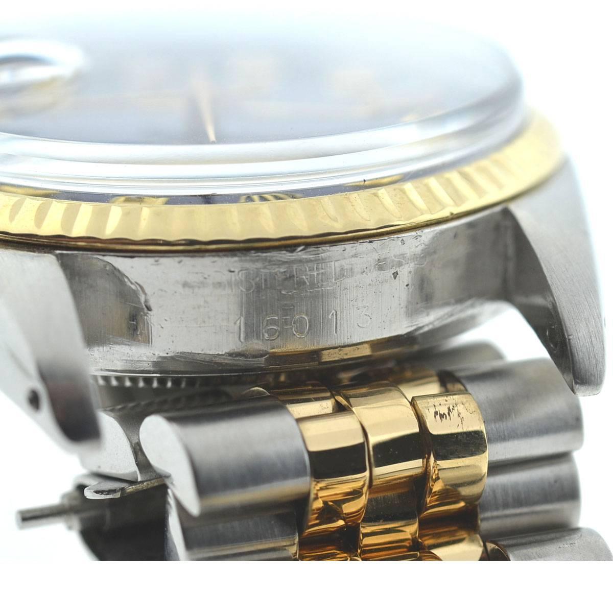 Rolex Yellow Gold Stainless Steel Datejust Blue Diamond Dial Wristwatch   6