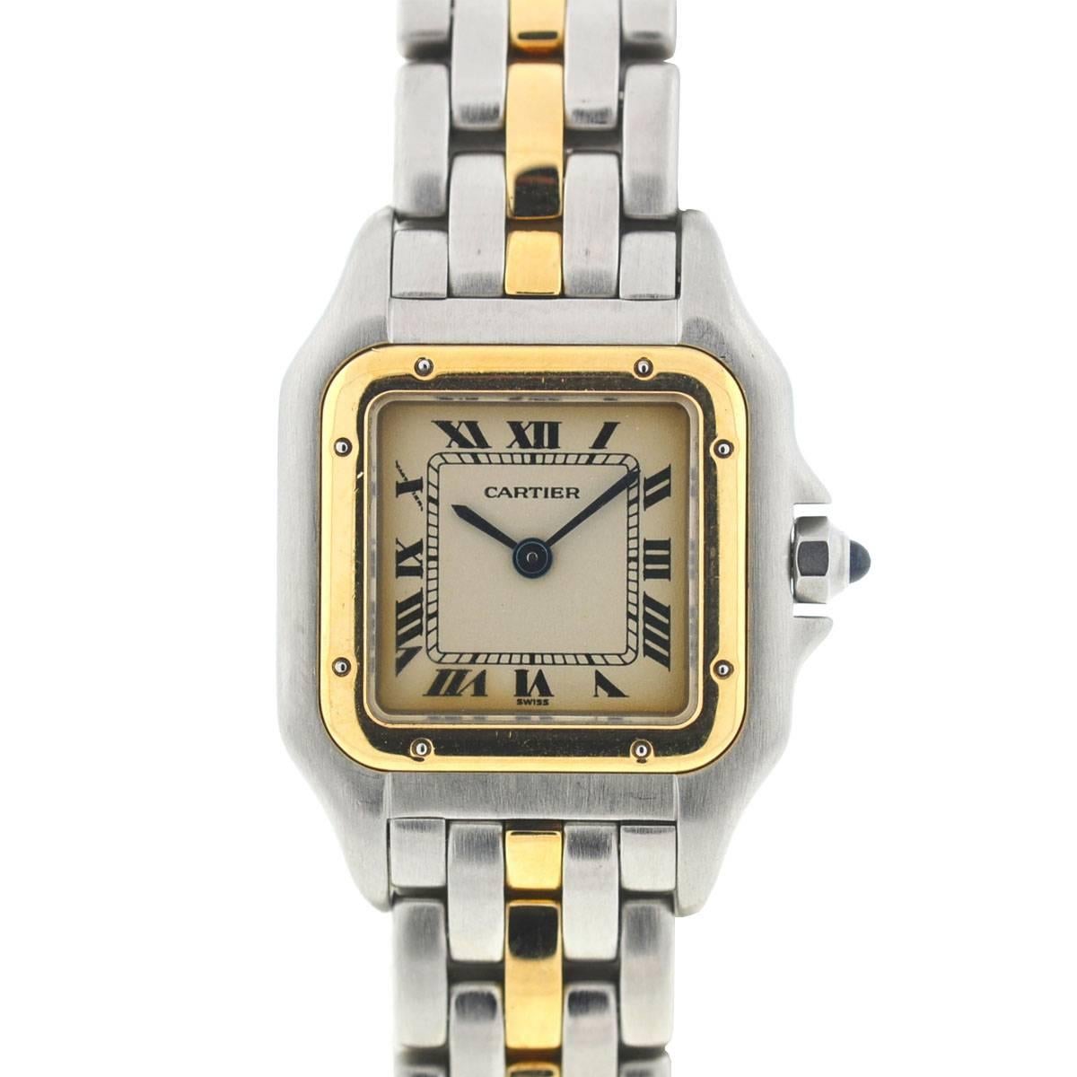 Cartier Ladies Yellow Gold Stainless Steel Panthere Quartz Wristwatch
