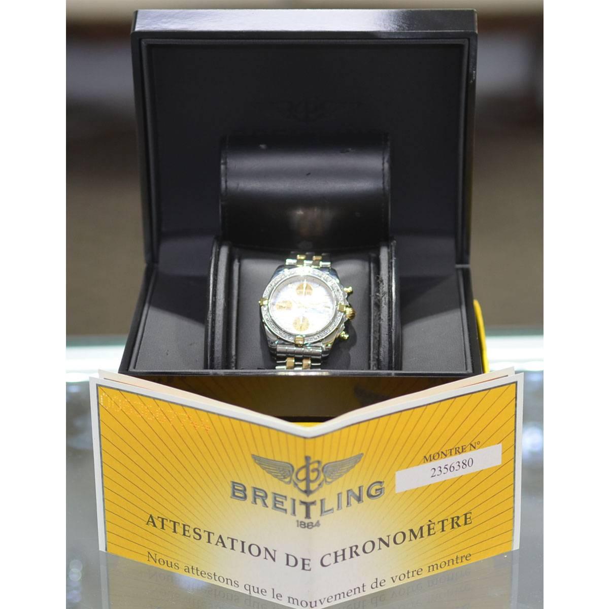 Breitling B13358 Chronograph Cockpit Two-Tone Mop Dial Diamond Bezel Watch 1