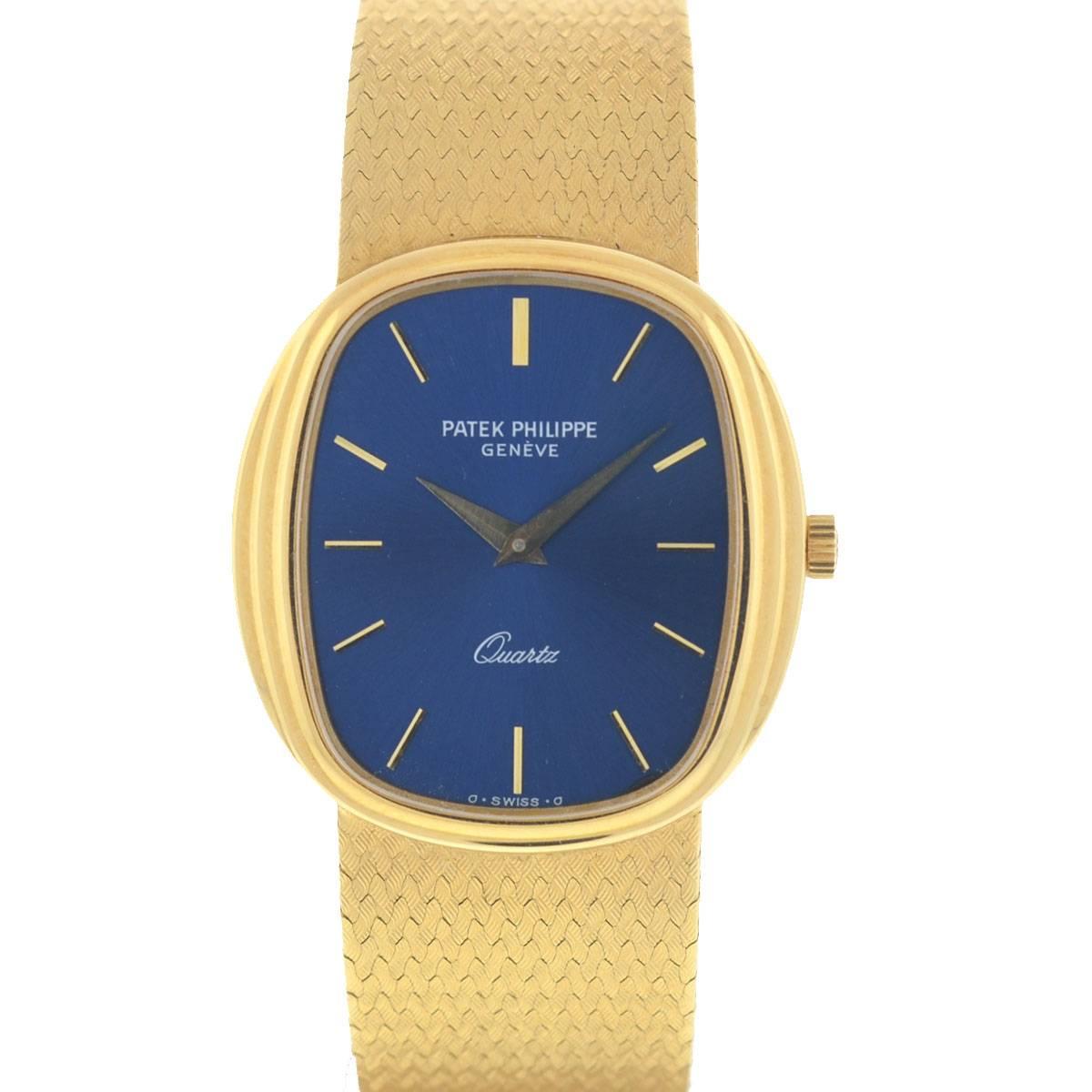 Patek Philippe 3857 18 Karat Yellow Gold Blue Dial Watch