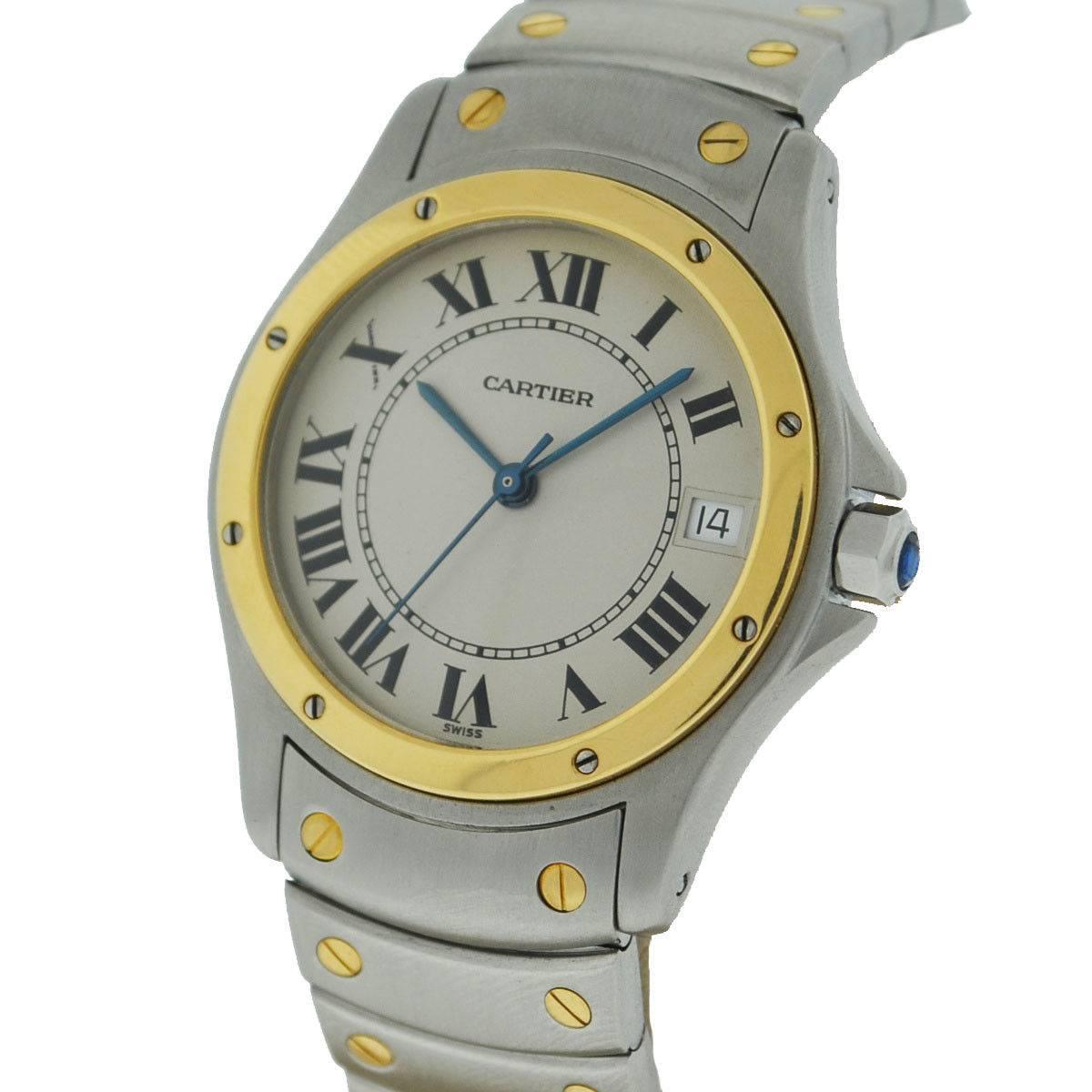 Company - Cartier
Style - Dress
Model - Santos Ronde
Reference Number - 1910
Case Metal - Gold/Steel
Case Measurement - 33mm
Bracelet - Steel With Deployment Clasp
Dial - White
Bezel - Gold
Crystal - Sapphire
Movement - Automatic
Features - Date,