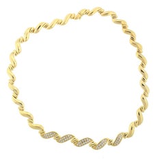 14 Karat Yellow Gold Diamond Ladies Necklace 3.0 Carat